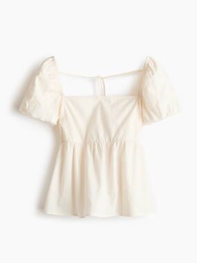 H&M (Divided) Tie-Back Puff-Sleeved Cream Blouse. Size L.